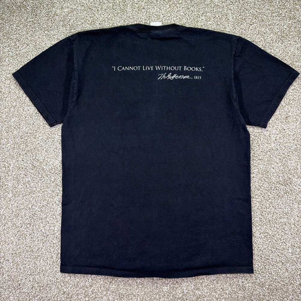 Vtg Thomas Jefferson Shirt L "I Cannot Live Without Books" Quote Tee Monticello